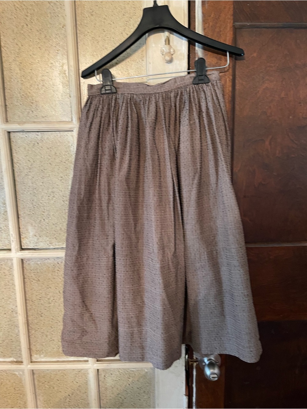 Vintage Women's Brown Textured A-Line Skirt -